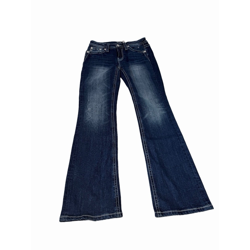 Miss Me Women's Mid Rise Boot Cut Jeans Dark Blue  Size 33x32 NWT - Picture 2 of 6